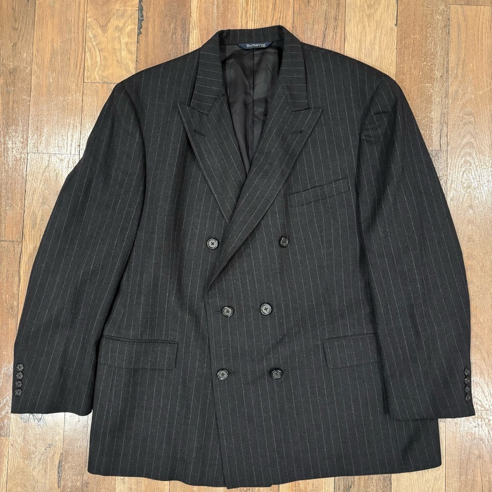 Burberrys Double Breasted Vintage Men’s 100% wool Pinstripe Jacket Size 46R - Picture 2 of 15